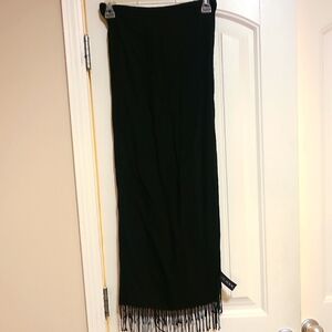 J.G. Hooks,Elegant Black Fringe Scarf/ Wrap.